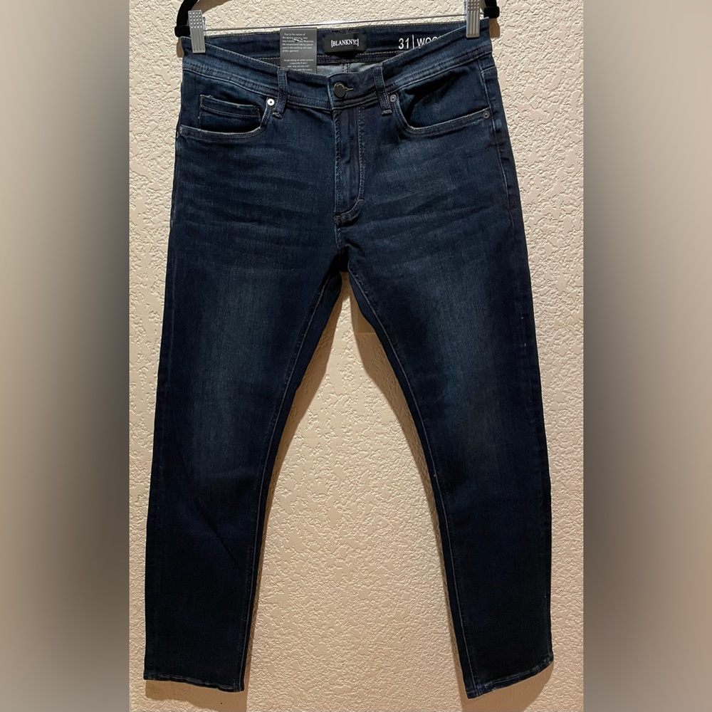 NWT Men’s Blank NYC Wooster Slim Fit Jeans Dark Blue Size 31x30 - Picture 3 of 10
